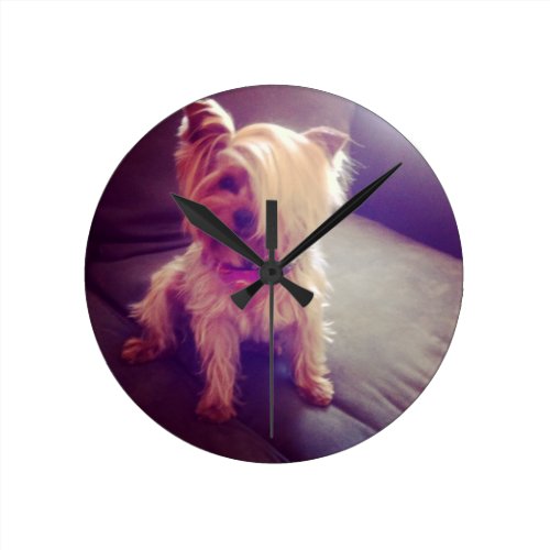 Yorkie with a Combover Round Wall Clock