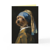 Yorkie with a Pearl Earring Greeting Card