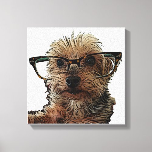 Yorkie with Glasses Canvas Print