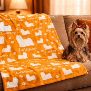 Yorkie Yorkshire Dog Orange Personalized Blanket