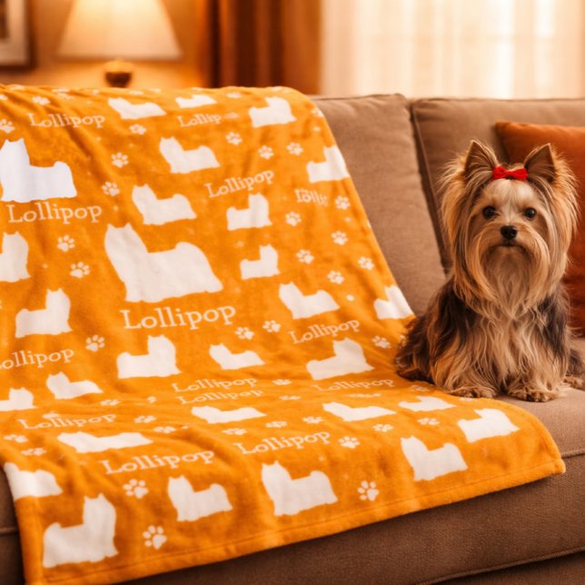 Yorkie Yorkshire Dog Orange Personalized Blanket (Yorkie Yorkshire Dog orange Personalized Blanket)