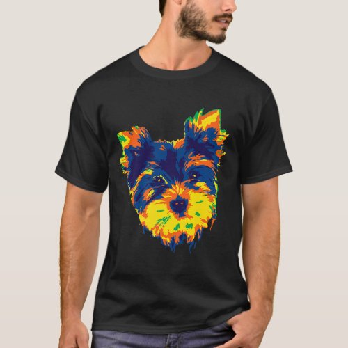 Yorkie Yorkshire Terrier Art Color Painting Gift P T_Shirt