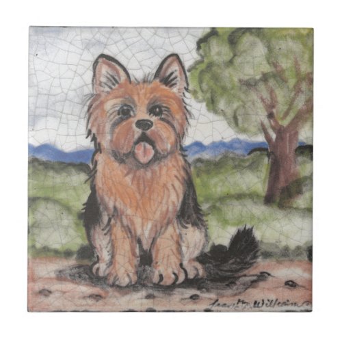 Yorkie Yorkshire Terrier Dog Antique Vintage Look Ceramic Tile