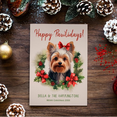 Yorkie Yorkshire Terrier Dog Christmas Holiday Card