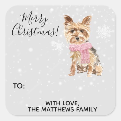 Yorkie Yorkshire Terrier Holiday Gift Tag Sticker