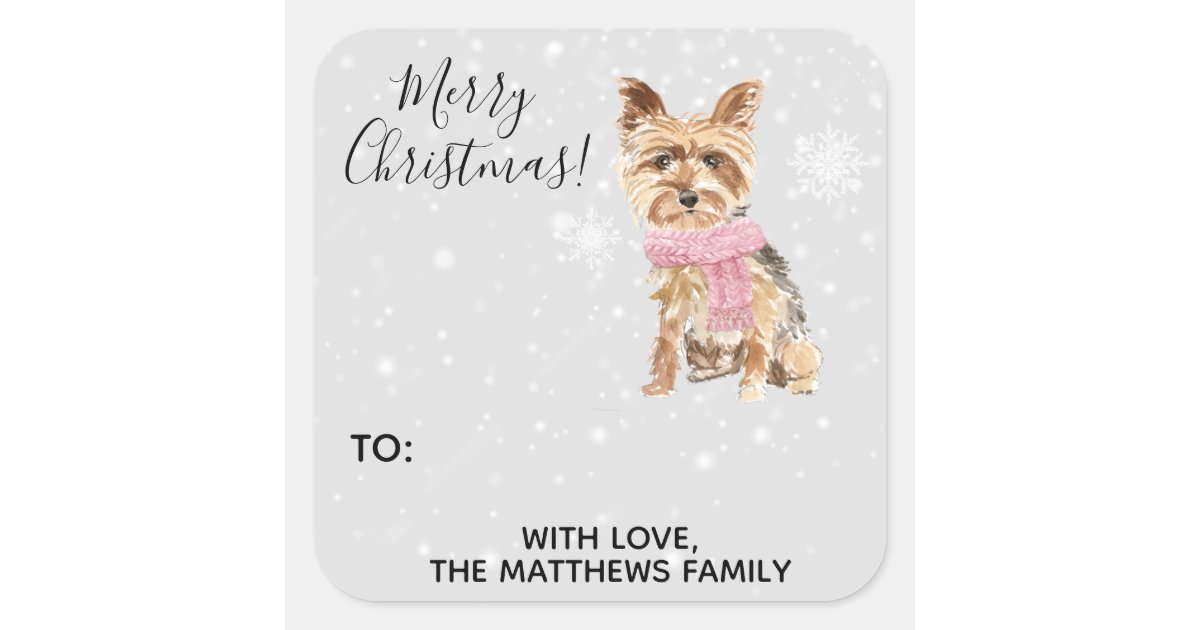 Yorkie Yorkshire Terrier Holiday Gift Tag Sticker Zazzle