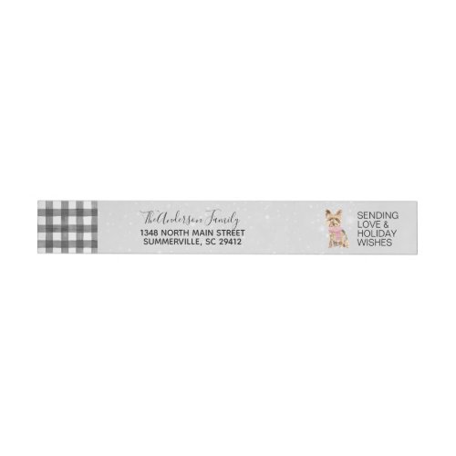 Yorkie Yorkshire Terrier Holiday Return Address Wrap Around Label