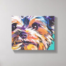 yorkie Yorkshire Terrier Pop Art On Wrapped Canvas