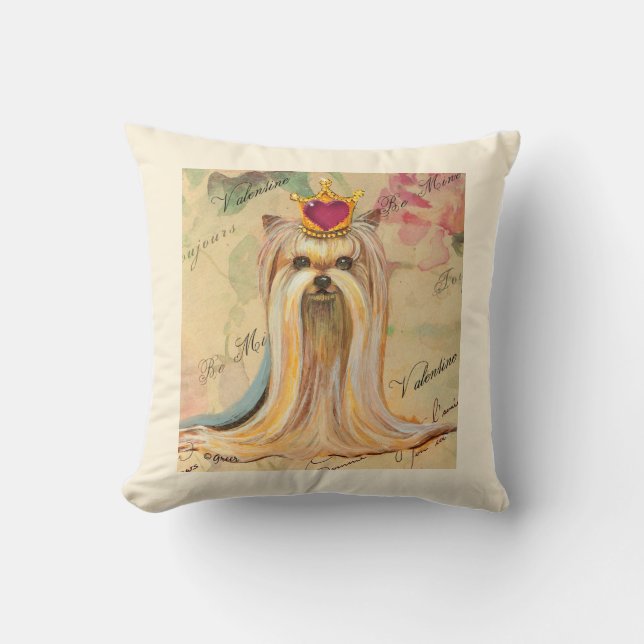 Yorkie Yorkshire terrier Portrait Princess Throw Pillow (Front)