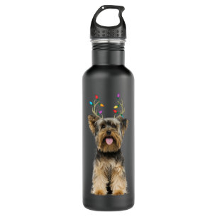 Yorkie Yorkshire Terrier Reindeer Christmas Dog Stainless Steel Water Bottle