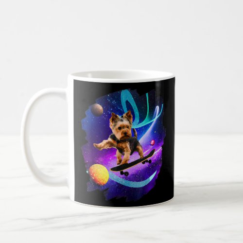 Yorkie Yorkshire Terrier Skateboarding Space Retro Coffee Mug