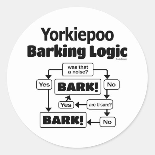 Yorkiepoo Barking Logic Classic Round Sticker