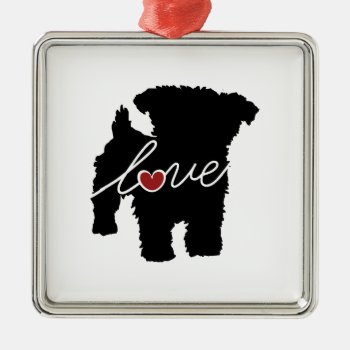 Yorkiepoo (yorkie / Poodle) Love Metal Ornament by Silhouette_Shop at Zazzle