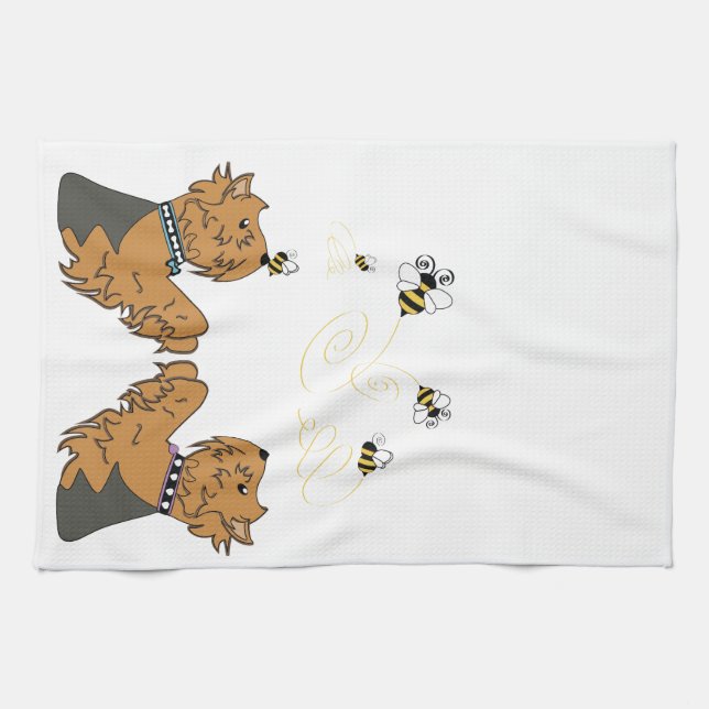 Yorkies and bees towel (Horizontal)