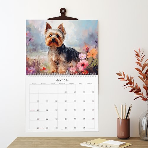 Yorkies and Flowers Dog Lover Calendar