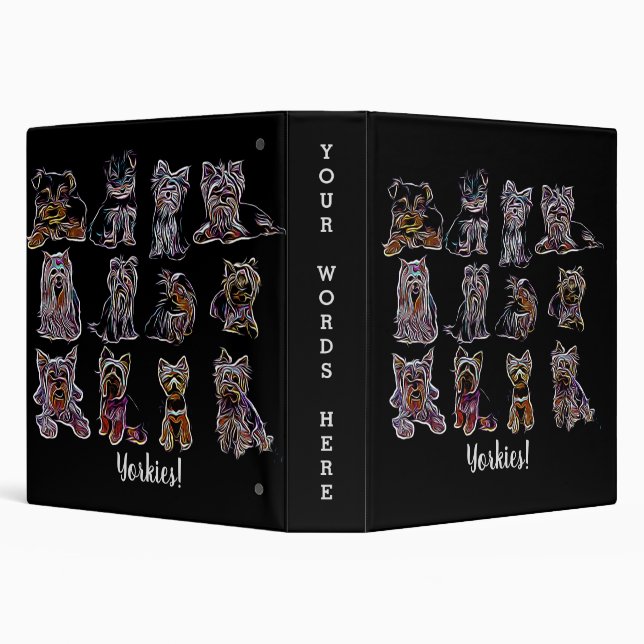 Yorkies! of All Types  3 Ring Binder (Background)