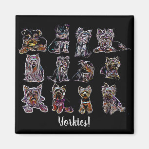 Yorkies! of All Types Throw Pillow Magnet