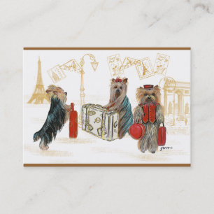 Yorkies Travelling Paris Business Card