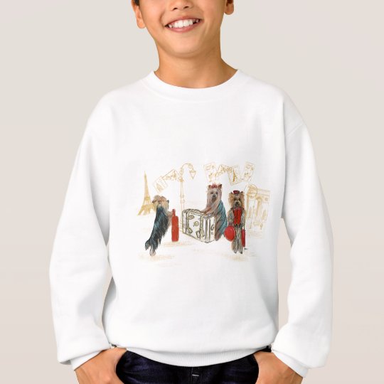 Yorkies Travelling Paris Gifts for the Family Sweatshirt