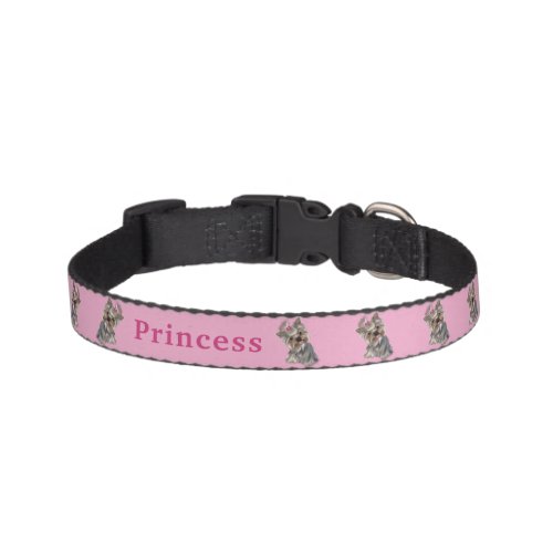 Yorkies with Bows Personalize Pet Collar