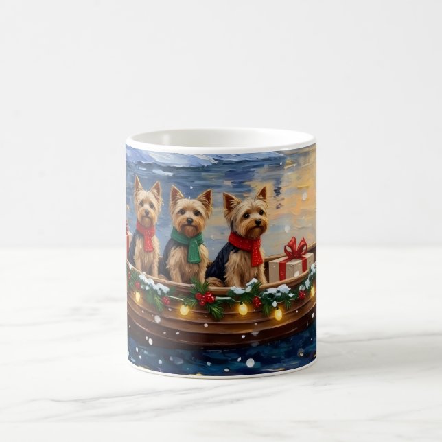 Yorkipoo Christmas Boat Holiday Coffee Mug (Center)