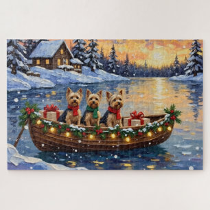 Yorkipoo Christmas Boat Holiday Jigsaw Puzzle