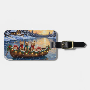 Yorkipoo Christmas Boat Holiday Luggage Tag