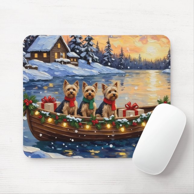 Yorkipoo Christmas Boat Holiday Mouse Pad (With Mouse)