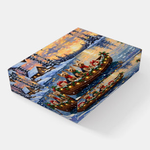 Yorkipoo Christmas Boat Holiday Paperweight