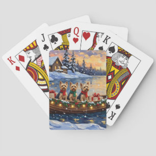Yorkipoo Christmas Boat Holiday Poker Cards