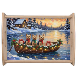 Yorkipoo Christmas Boat Holiday Serving Tray