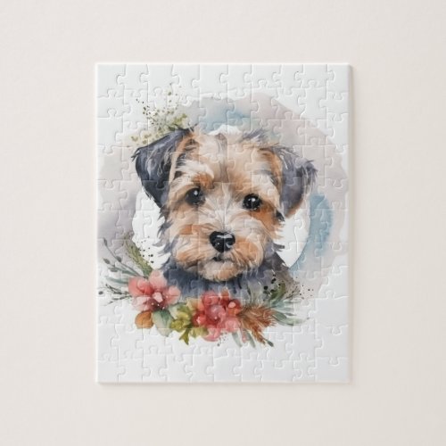 Yorkipoo Christmas Wreath Festive Pup Jigsaw Puzzle