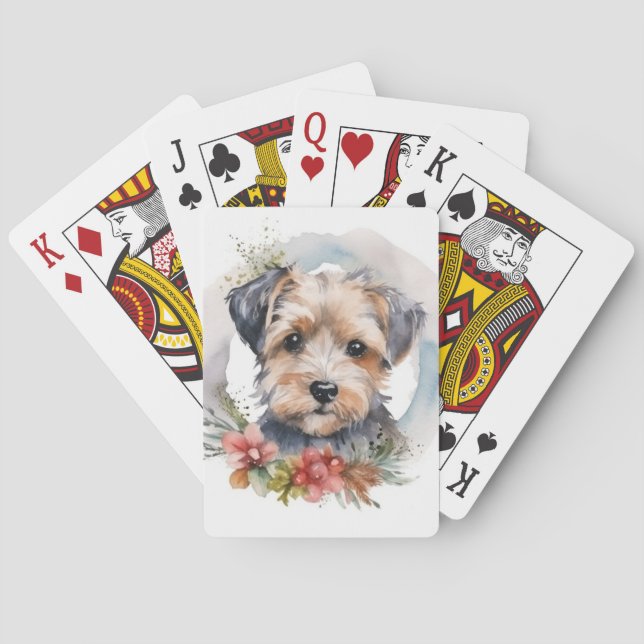 Yorkipoo Christmas Wreath Festive Pup Poker Cards (Back)