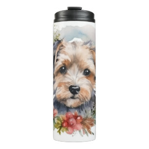 Yorkipoo Christmas Wreath Festive Pup Thermal Tumbler