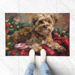 Yorkipoo Dog Christmas Festive Doormat