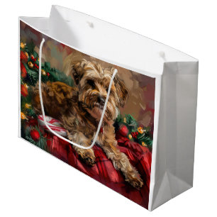 Yorkipoo Dog Christmas Festive Large Gift Bag