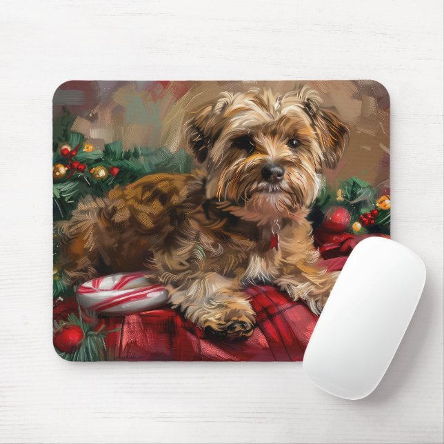 Yorkipoo Dog Christmas Festive Mouse Pad (With Mouse)