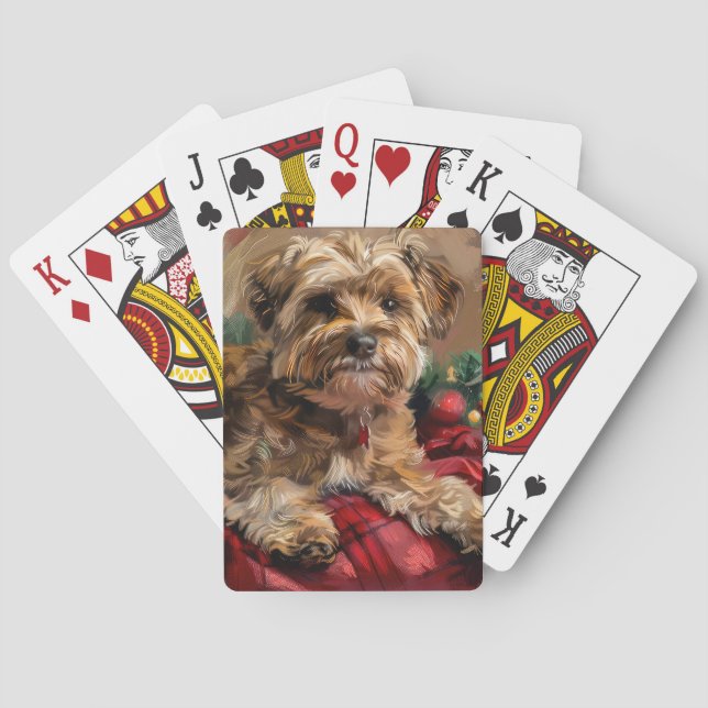 Yorkipoo Dog Christmas Festive Poker Cards (Back)