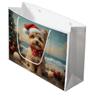 Yorkipoo Dog Christmas Vintage Beach Large Gift Bag