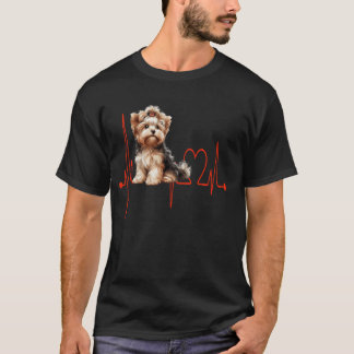 Yorkipoo Dog Heartbeat Funny Dog Mom & Dad T-Shirt