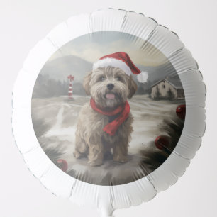 Yorkipoo Dog in Snow Christmas Balloon