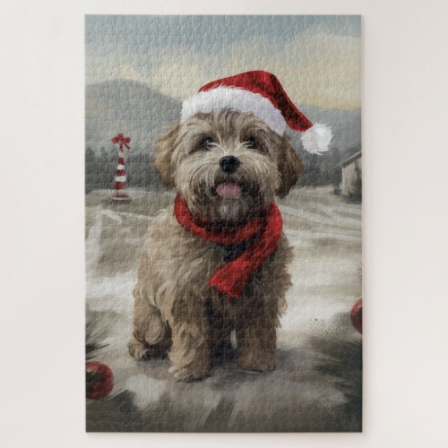 Yorkipoo Dog in Snow Christmas Jigsaw Puzzle