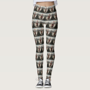 Yorkipoo Dog in Snow Christmas Leggings