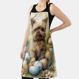 Yorkipoo Dog With Easter Eggs Holiday Apron