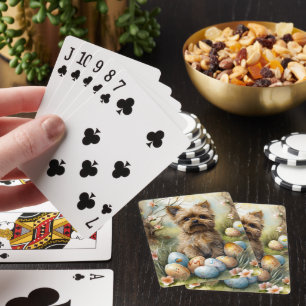Yorkipoo Dog With Easter Eggs Holiday Poker Cards