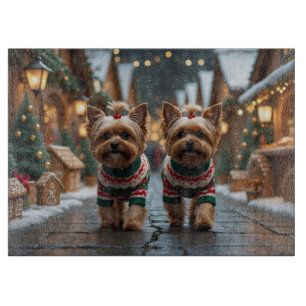 Yorkipoo Dogs Christmas Snow Holiday Cutting Board