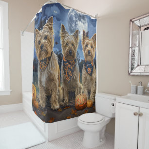 Yorkipoo Halloween Spooky Shower Curtain