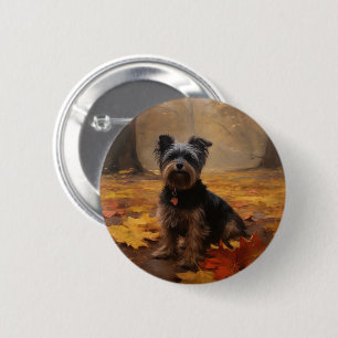 Yorkipoo in Autumn Leaves Fall Inspire Button