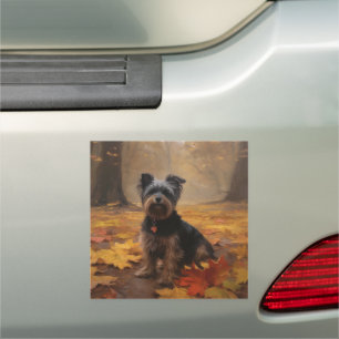 Yorkipoo in Autumn Leaves Fall Inspire Car Magnet