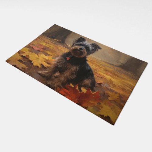 Yorkipoo in Autumn Leaves Fall Inspire Doormat